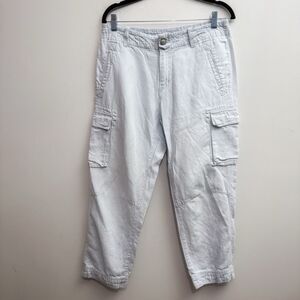 Lauren Jeans Company Ralph Lauren Pants Womens 6 Blue Linen Crop Cargo